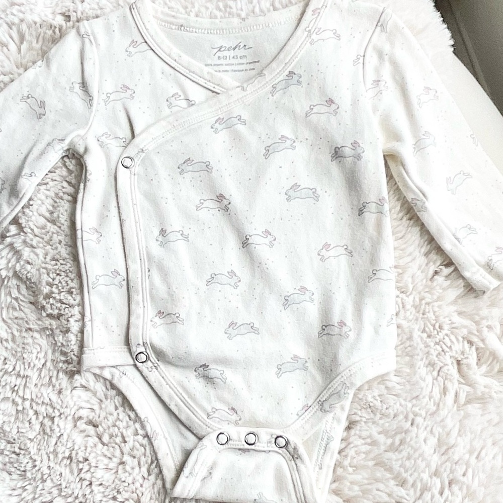 Pehr Organic Cotton Tiny Bunny Onesie Kimono 6-12 months